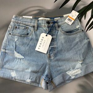 Eunina Women's Distressed Light Blue Jean Shorts